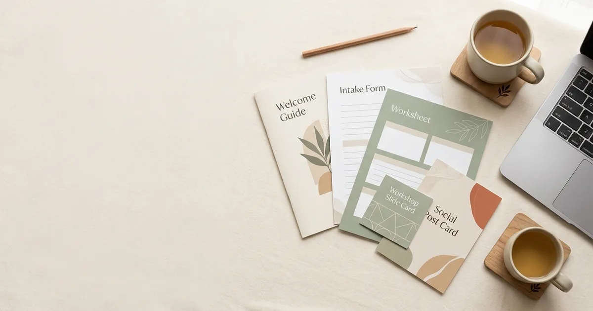 Coaching kit checklist for client materials, marketing pieces, and brand assets